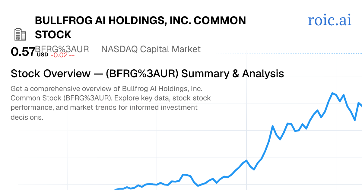 Bullfrog AI Holdings, Inc. Common Stock Stock — BFRG UR Overview — Roic AI