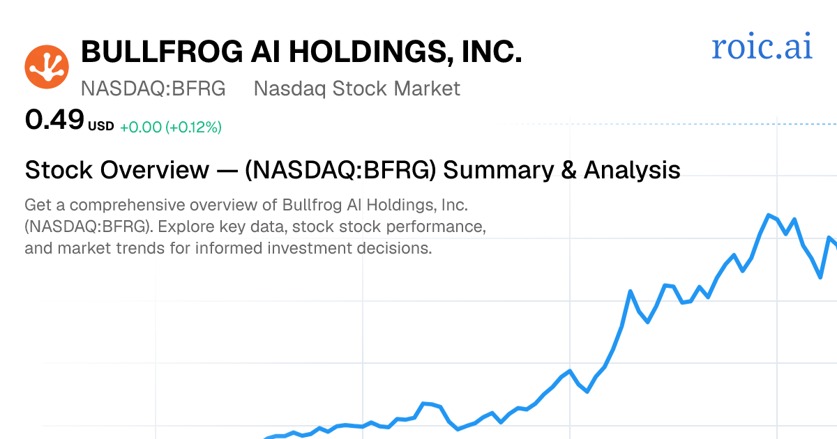 Bullfrog AI Holdings, Inc. Common Stock Stock — BFRG UR Overview | Roic AI