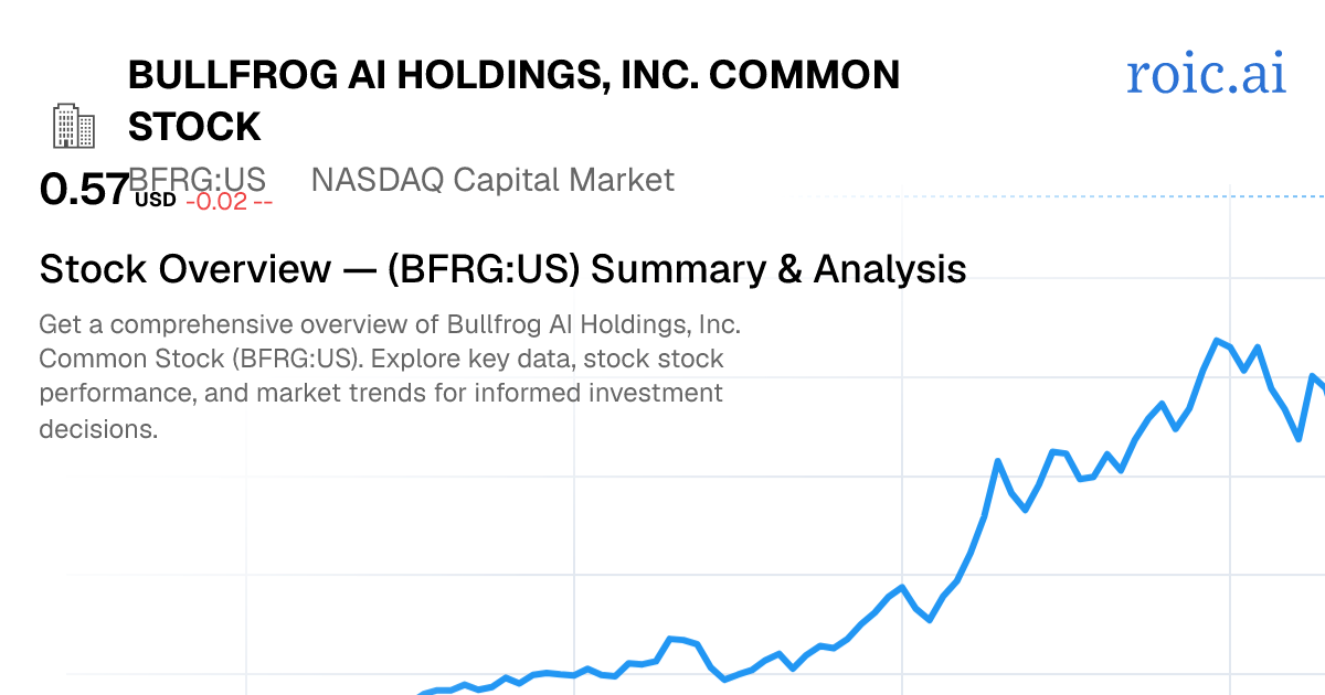 Bullfrog AI Holdings, Inc. Common Stock Stock — BFRG US Overview | Roic AI