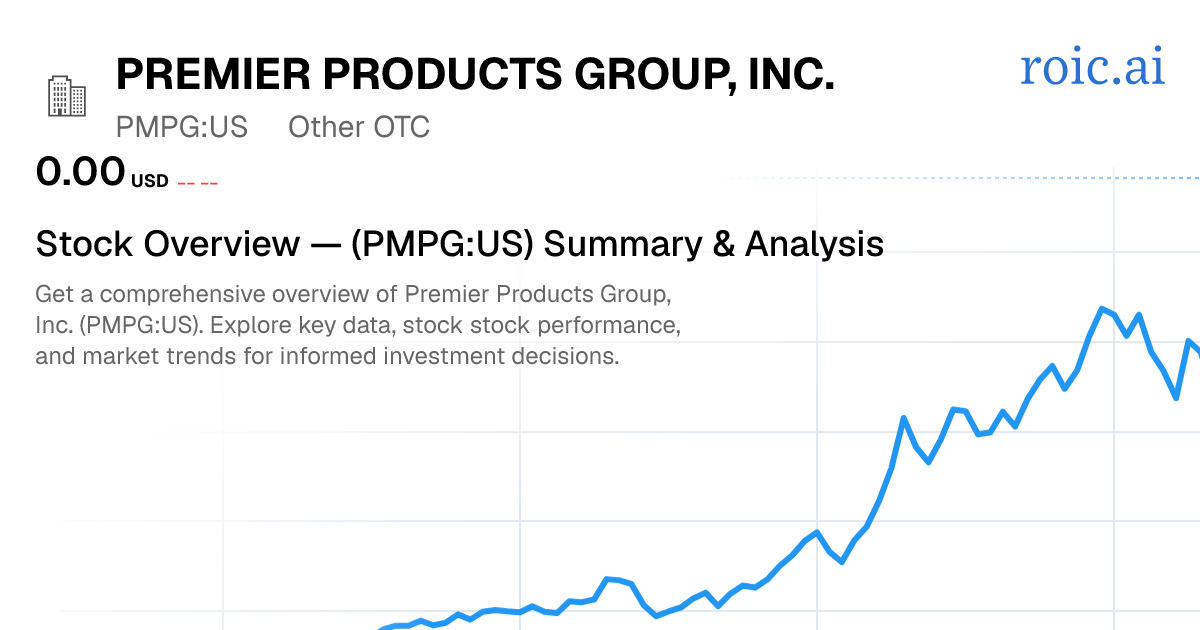 Premier Products Group, Inc. Stock — PMPG US Overview | Roic AI