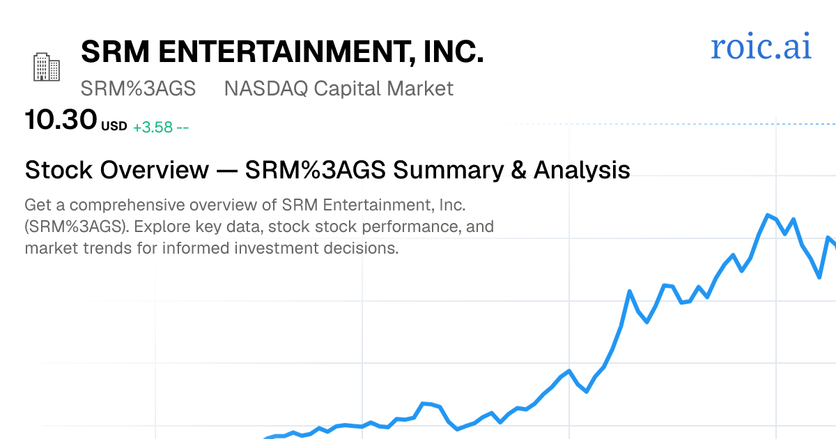 SRM Entertainment, Inc. Stock Report — SRM GS Analysis — Roic AI